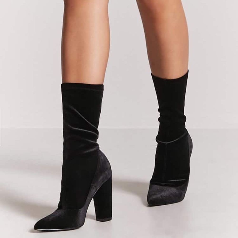Velvet sock booties